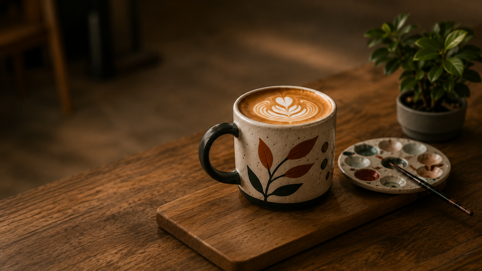 Café chaud sur une table chaleureuse.
